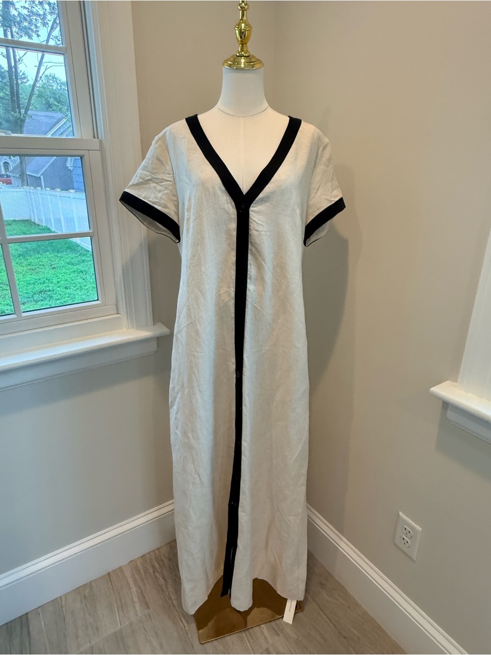 Commense Cream Maxi Dress with Black Trim - Picture 6 of 10